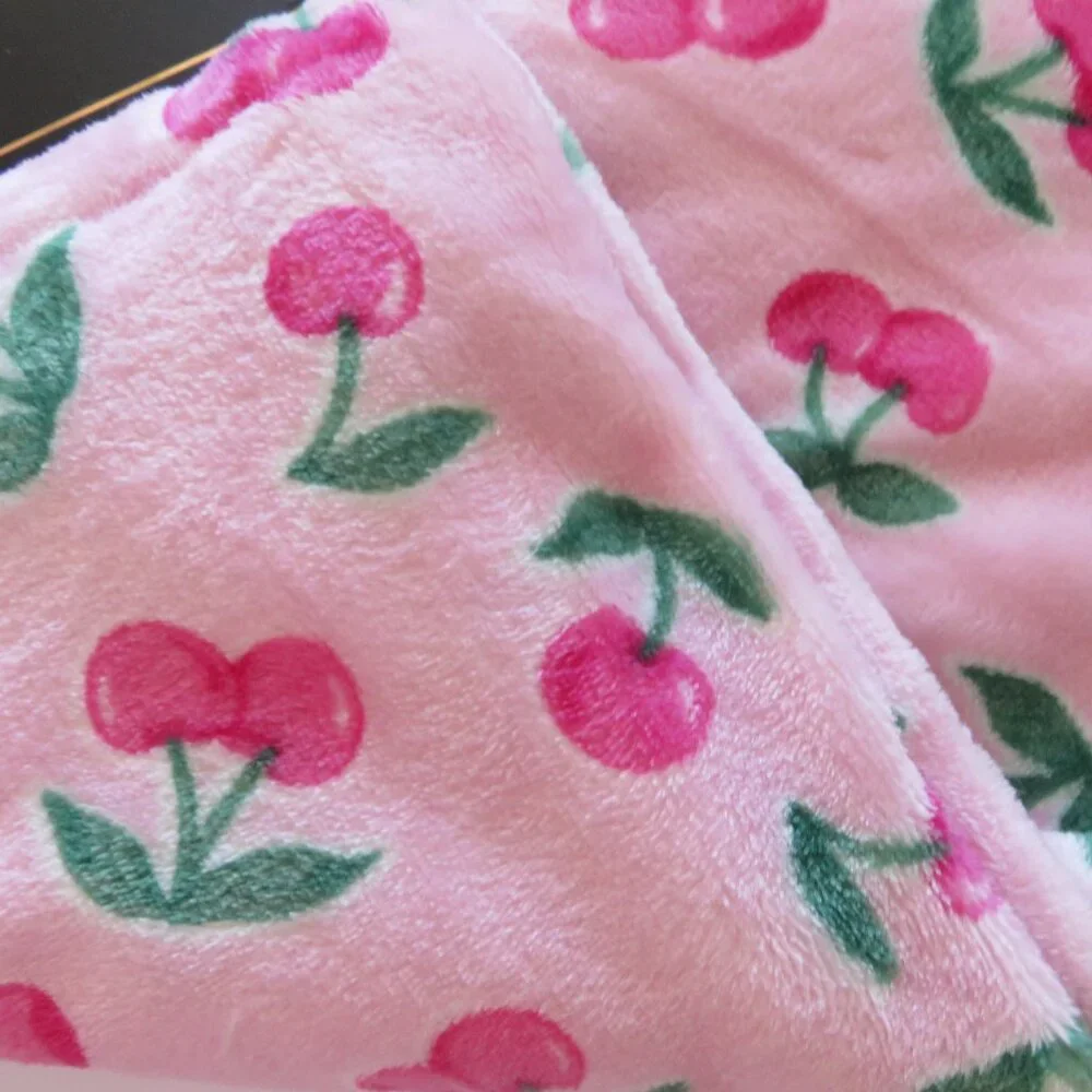 (#Z-1) Juicy Couture Pink Cherry Plush Pet Throw Blanket 27.5 x 44